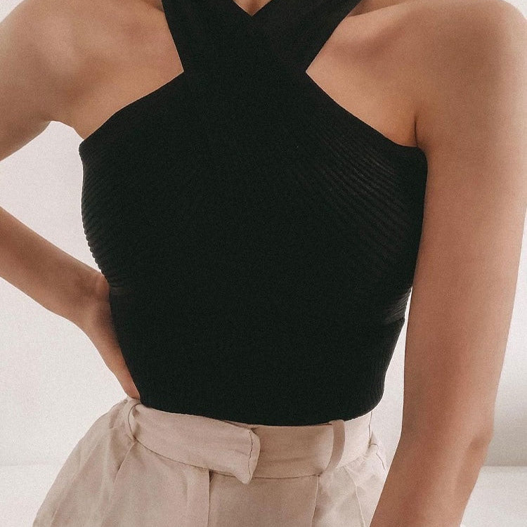2024 New Fashion Women Summer Solid Vest Sleeveless Shirt Muje Knitted Tops Casual Blouses Y2K Crop Cami Top
