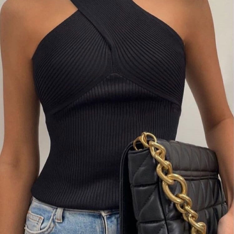 2024 New Fashion Women Summer Solid Vest Sleeveless Shirt Muje Knitted Tops Casual Blouses Y2K Crop Cami Top