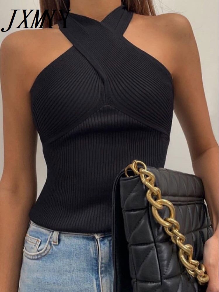 2024 New Fashion Women Summer Solid Vest Sleeveless Shirt Muje Knitted Tops Casual Blouses Y2K Crop Cami Top