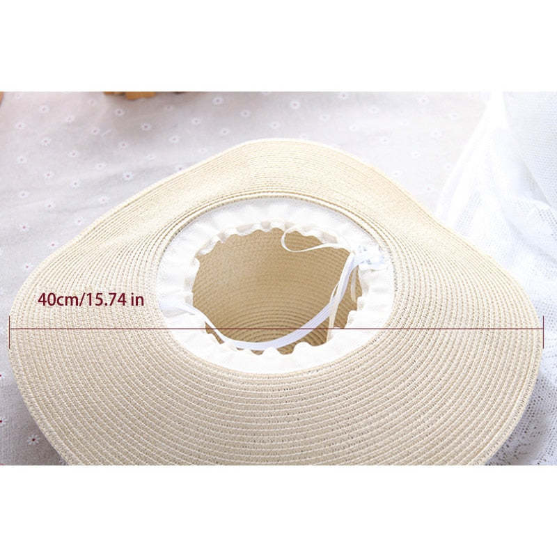 2024 New Simple Foldable Wide Brim Floppy Girls Straw Hat Sun Hat Beach Women Summer Hat UV Protect Travel Cap Lady Cap Female