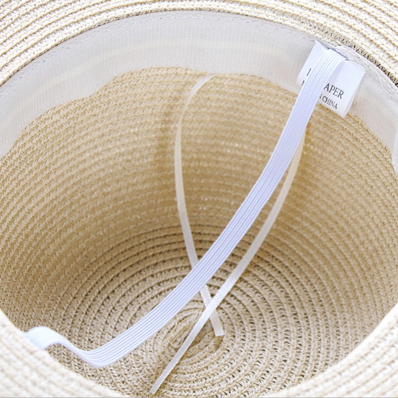 2024 New Simple Foldable Wide Brim Floppy Girls Straw Hat Sun Hat Beach Women Summer Hat UV Protect Travel Cap Lady Cap Female