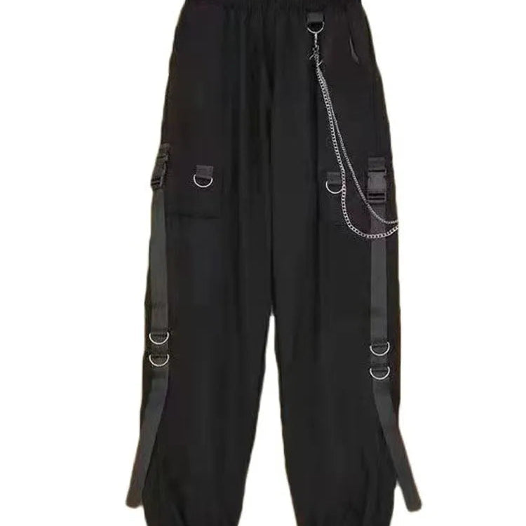 Spring Autumn 3 Piece Set Women Streetwear Knitted Vest+Long Sleeve Shirt+Harajuku BF Loose Cargo Pants Women pants