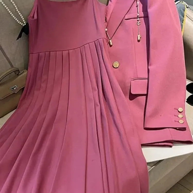 2024 New Spring Autumn Blazers Suspenders Women's Two-piece Set Loose Casual Suit Outerwear Sling Skirt Women Two-piece Suit