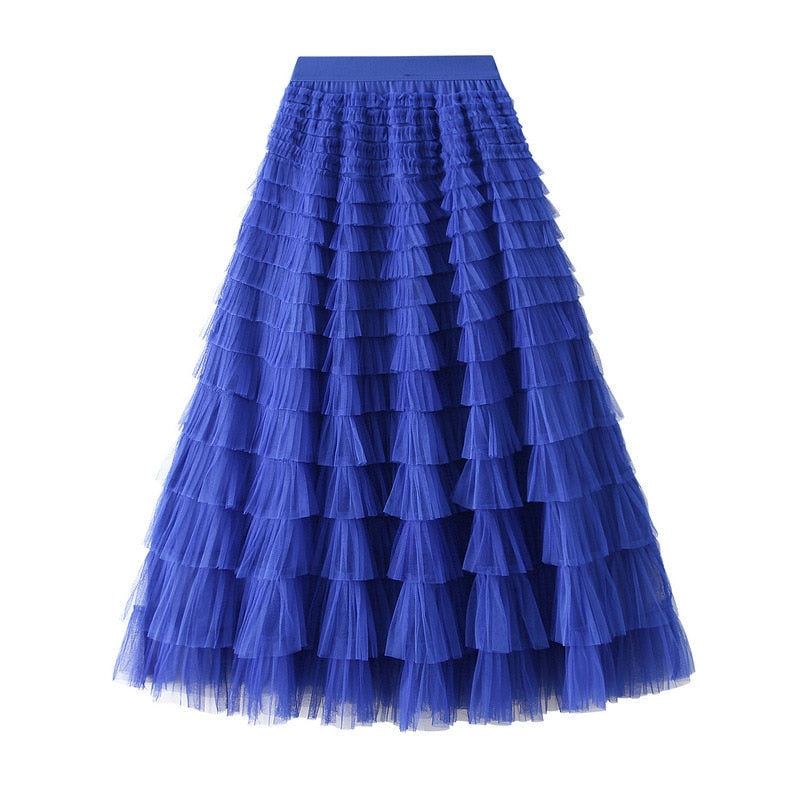 2024 New Summer Long Skirt Layered Ruffles Design Elegant Maxi Dress Office Women Commuting Party Attire Autumn Elegant Skirt