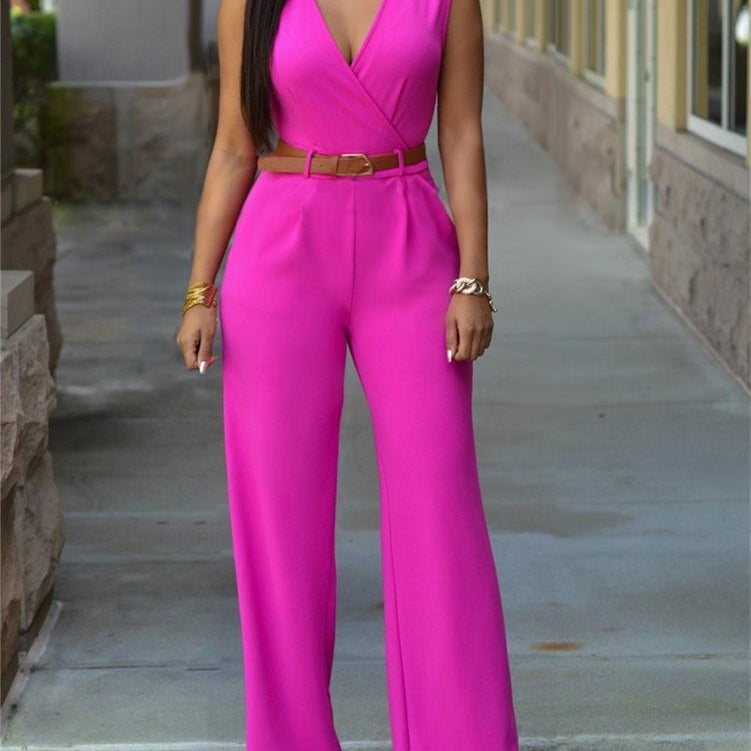 2024 Newly Women Jumpsuit Lady Sleeveless Romper Female jumpsuit Bodysuit Bodycon Party Streetwear Outfit Clothes Party Playsuit Pink