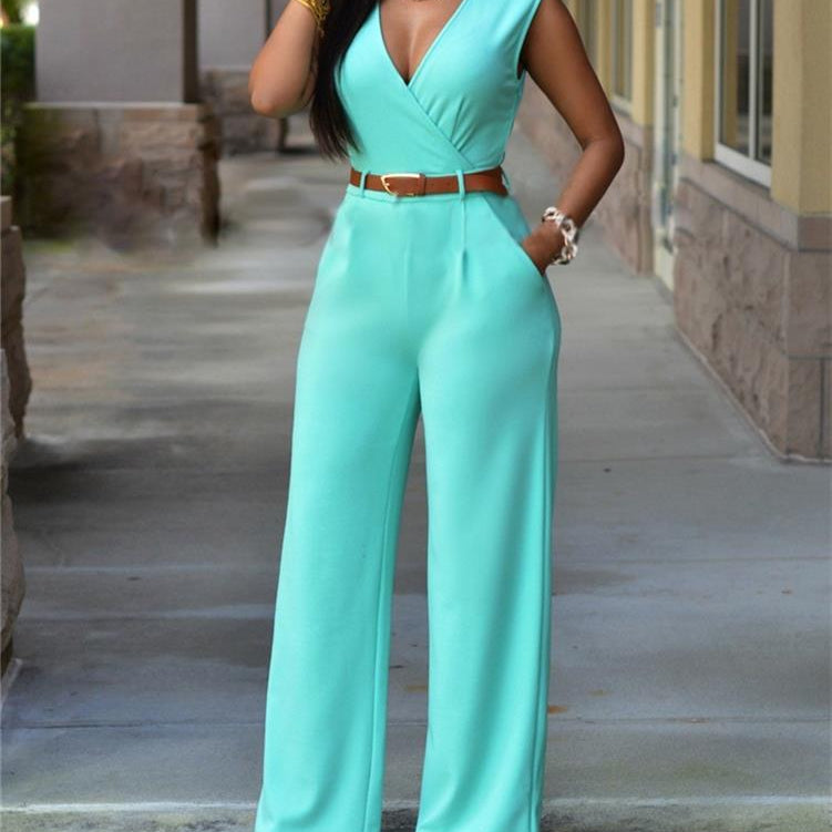 2024 Newly Women Jumpsuit Lady Sleeveless Romper Female jumpsuit Bodysuit Bodycon Party Streetwear Outfit Clothes Party Playsuit Sky Blue