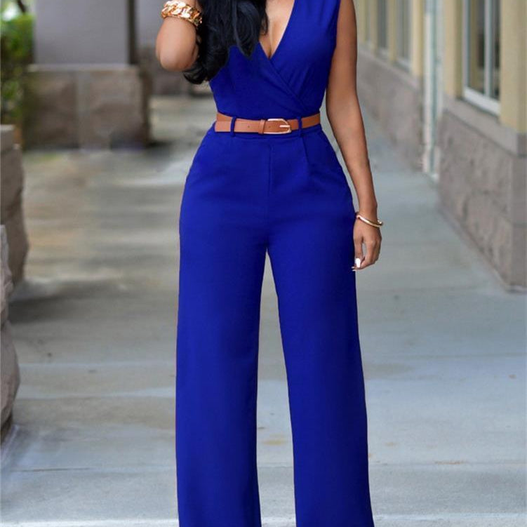 2024 Newly Women Jumpsuit Lady Sleeveless Romper Female jumpsuit Bodysuit Bodycon Party Streetwear Outfit Clothes Party Playsuit Blue