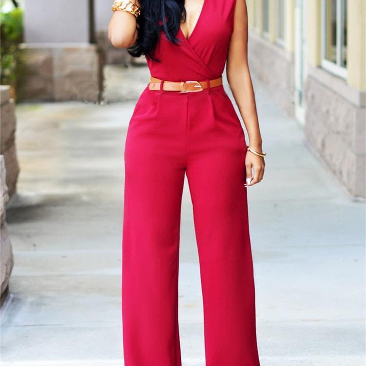 2024 Newly Women Jumpsuit Lady Sleeveless Romper Female jumpsuit Bodysuit Bodycon Party Streetwear Outfit Clothes Party Playsuit Red