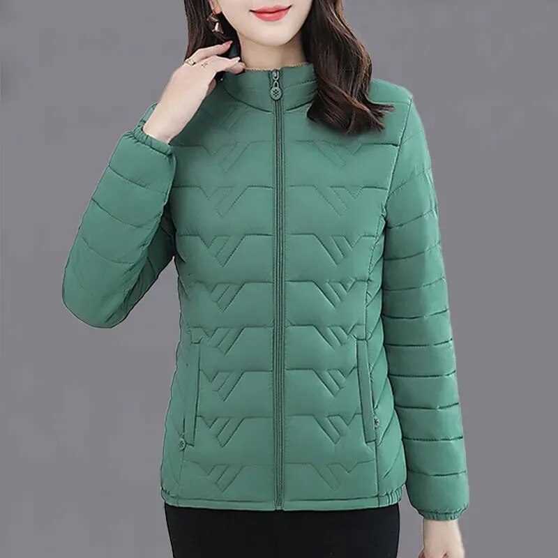 2024 Nnew Autumn Winterr Parkas Warm Down Cotton Jacket Female Slim Thin Coat Women Middle-Aged Mom Short Padded Clothing G3083 AMAIO