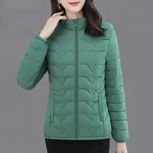 2024 Nnew Autumn Winterr Parkas Warm Down Cotton Jacket Female Slim Thin Coat Women Middle-Aged Mom Short Padded Clothing G3083 Grey Green