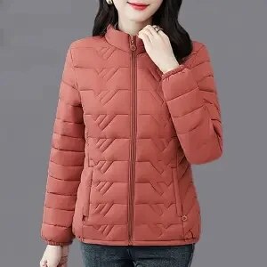2024 Nnew Autumn Winterr Parkas Warm Down Cotton Jacket Female Slim Thin Coat Women Middle-Aged Mom Short Padded Clothing G3083 Leather Pink