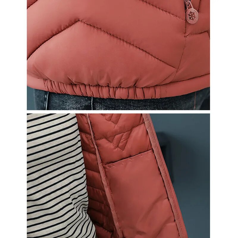 2024 Nnew Autumn Winterr Parkas Warm Down Cotton Jacket Female Slim Thin Coat Women Middle-Aged Mom Short Padded Clothing G3083