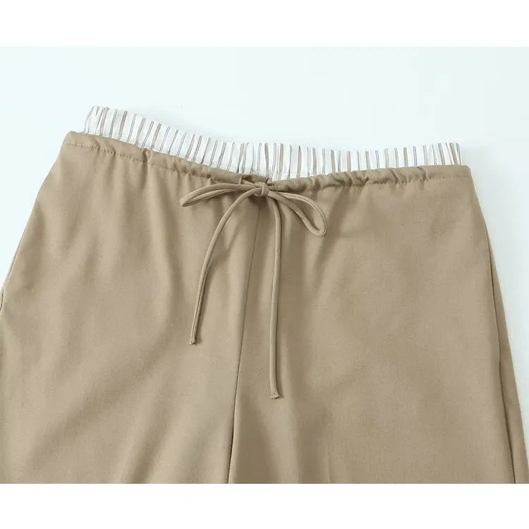 2024 OL Vest Pant Sets Fashion Sleeveless Single Breasted Vest Top Patchwork Drawstring Straight Leg Pants