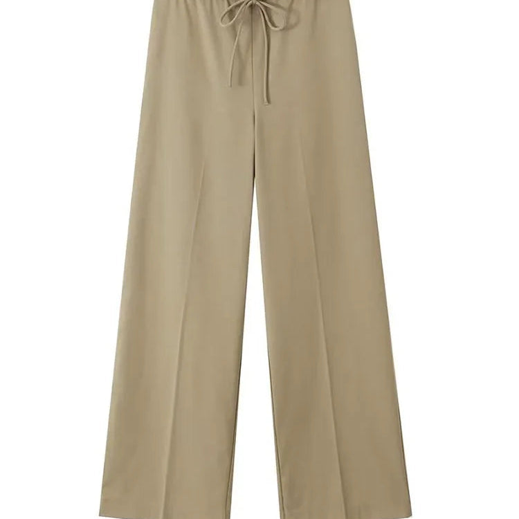 2024 OL Vest Pant Sets Fashion Sleeveless Single Breasted Vest Top Patchwork Drawstring Straight Leg Pants