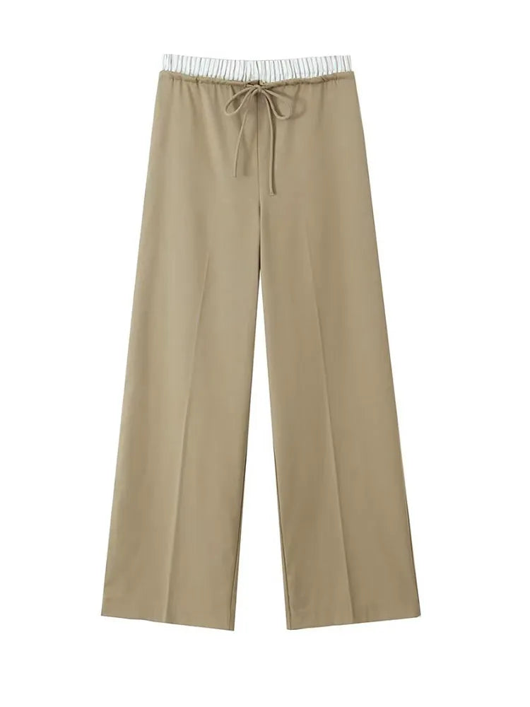 2024 OL Vest Pant Sets Fashion Sleeveless Single Breasted Vest Top Patchwork Drawstring Straight Leg Pants