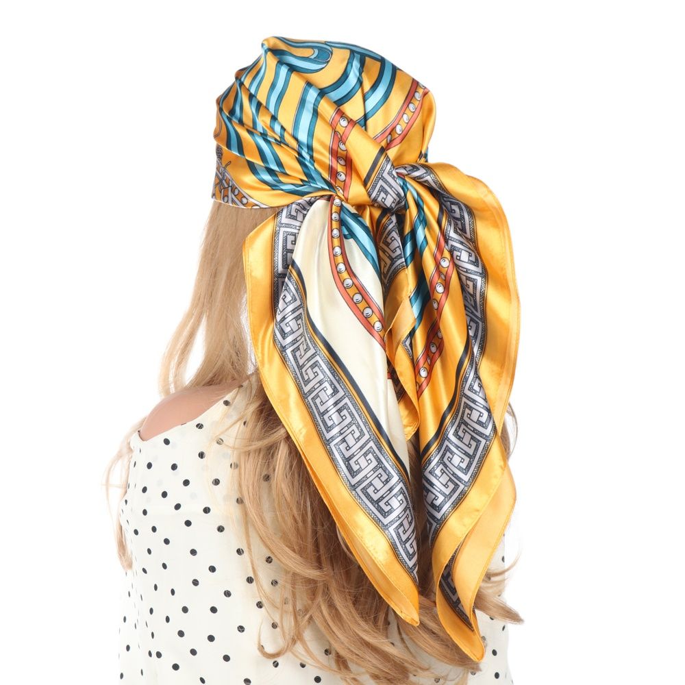 2024 Silk Scarves Luxury Brand Spring Summer Women Head/Hair Scarf 90X90cm Fashion Hijab Bandana Cheveux Foulard Femme