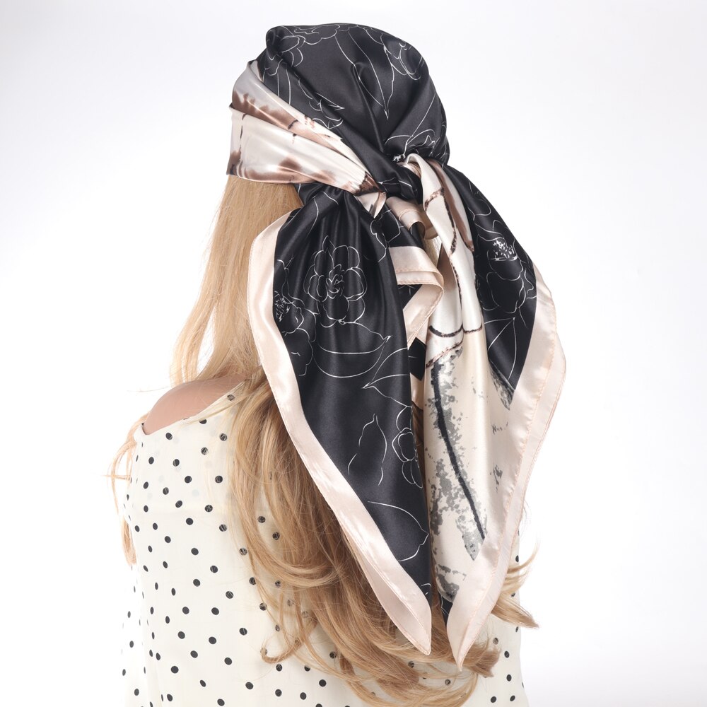 2024 Silk Scarves Luxury Brand Spring Summer Women Head/Hair Scarf 90X90cm Fashion Hijab Bandana Cheveux Foulard Femme BK50-24 90X90CM