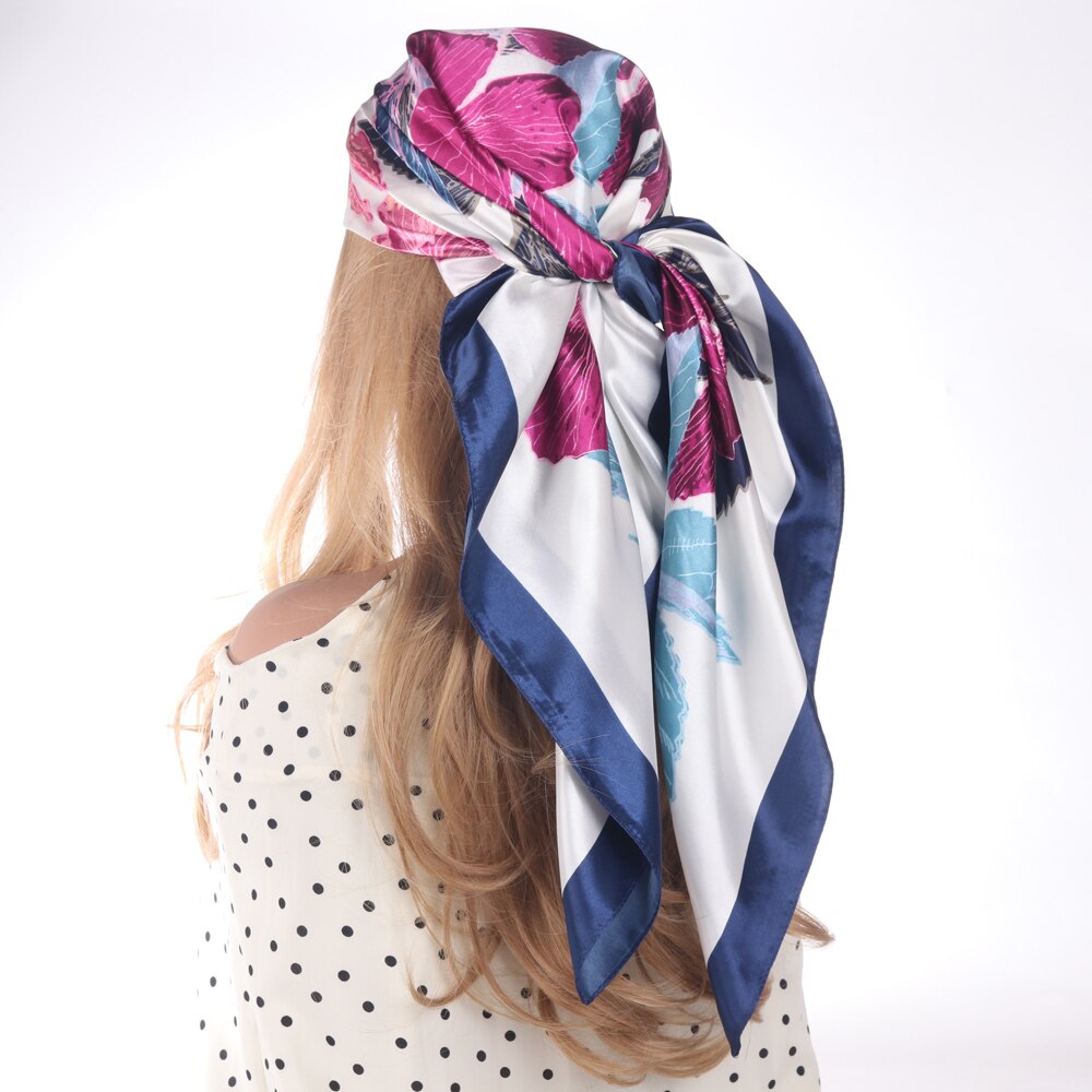 2024 Silk Scarves Luxury Brand Spring Summer Women Head/Hair Scarf 90X90cm Fashion Hijab Bandana Cheveux Foulard Femme BK50-33 90X90CM