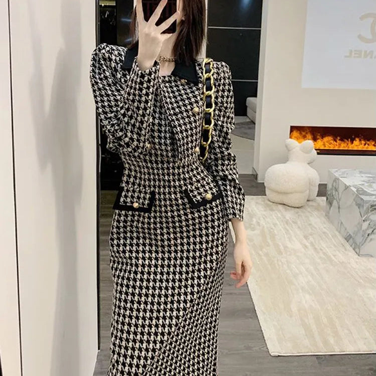 2024 Spring 2 Piece Skirt Set Women Crop Top Jacket Slim Coat+ Plaid Skirt Autumn Women Two Piece Outfits