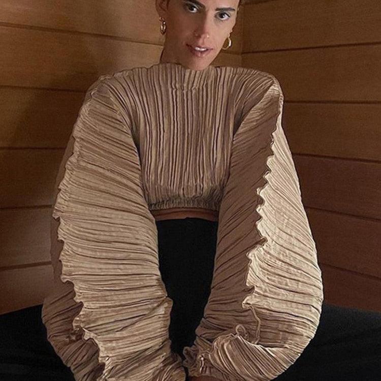 2024 Spring Loose Soild Crop Tops For Women Long Sleeve Fashion Sweatshirts Female Sexy Black Green Casual T Shirts Sweatshirts Khaki SHANGYI 23