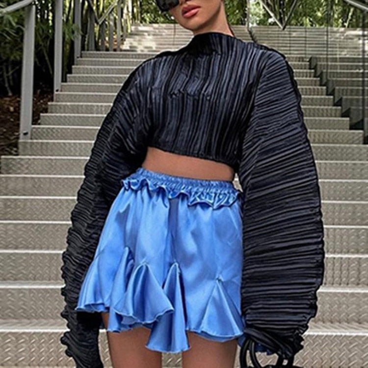 2024 Spring Loose Soild Crop Tops For Women Long Sleeve Fashion Sweatshirts Female Sexy Black Green Casual T Shirts Sweatshirts black SHANGYI 23