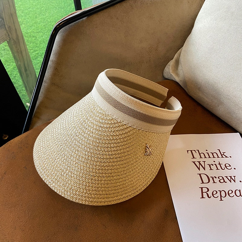 2024 Summer Empty Top Sun Hat - Female Outdoor Visor Cap Casual Shade Hat Straw Wide Large Brim Beach Sunhat Lady 0630-Style 6