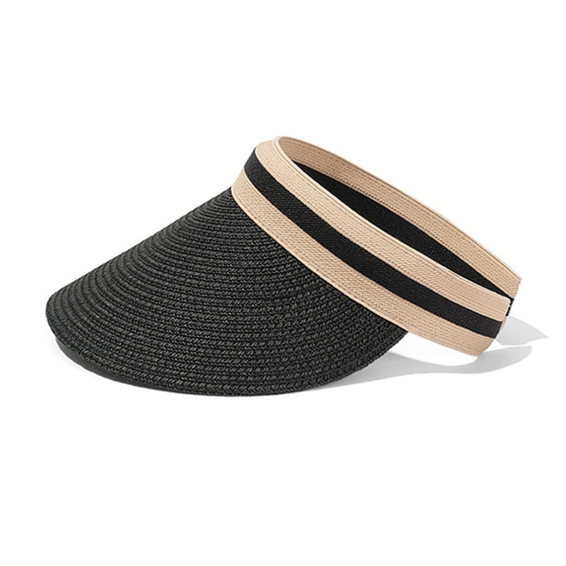 2024 Summer Empty Top Sun Hat - Female Outdoor Visor Cap Casual Shade Hat Straw Wide Large Brim Beach Sunhat Lady Style 4
