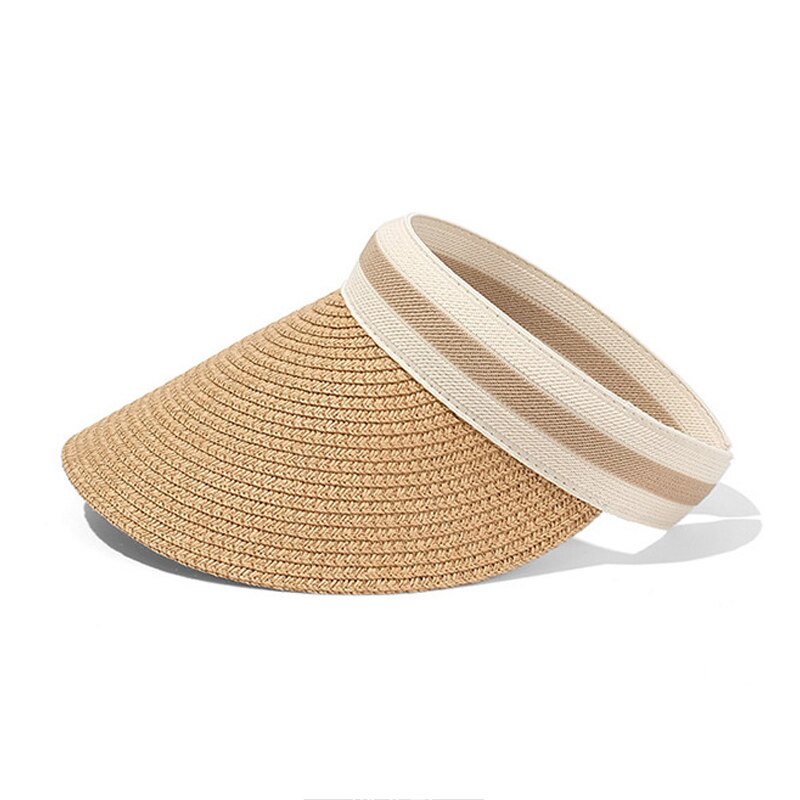 2024 Summer Empty Top Sun Hat - Female Outdoor Visor Cap Casual Shade Hat Straw Wide Large Brim Beach Sunhat Lady Style 3