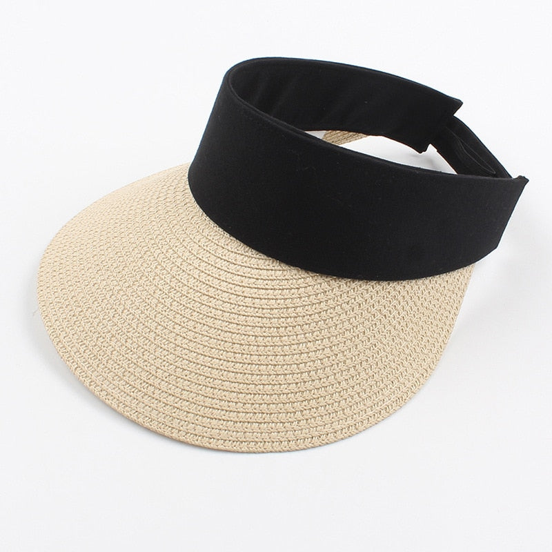 2024 Summer Empty Top Sun Hat - Female Outdoor Visor Cap Casual Shade Hat Straw Wide Large Brim Beach Sunhat Lady Style 6