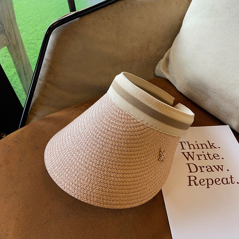 2024 Summer Empty Top Sun Hat - Female Outdoor Visor Cap Casual Shade Hat Straw Wide Large Brim Beach Sunhat Lady JH0630-Style 4