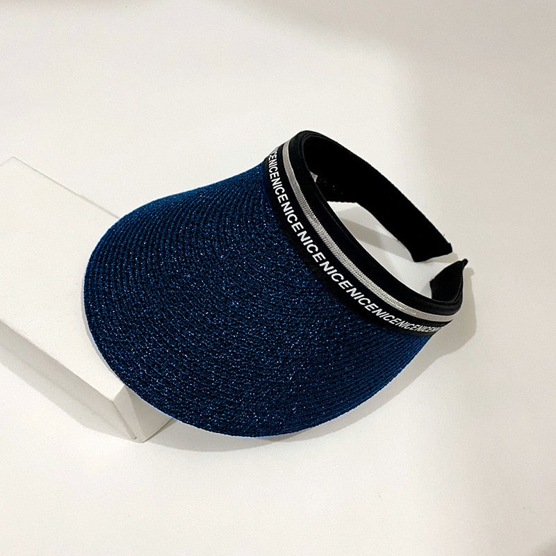 2024 Summer Empty Top Sun Hat - Female Outdoor Visor Cap Casual Shade Hat Straw Wide Large Brim Beach Sunhat Lady Style 11