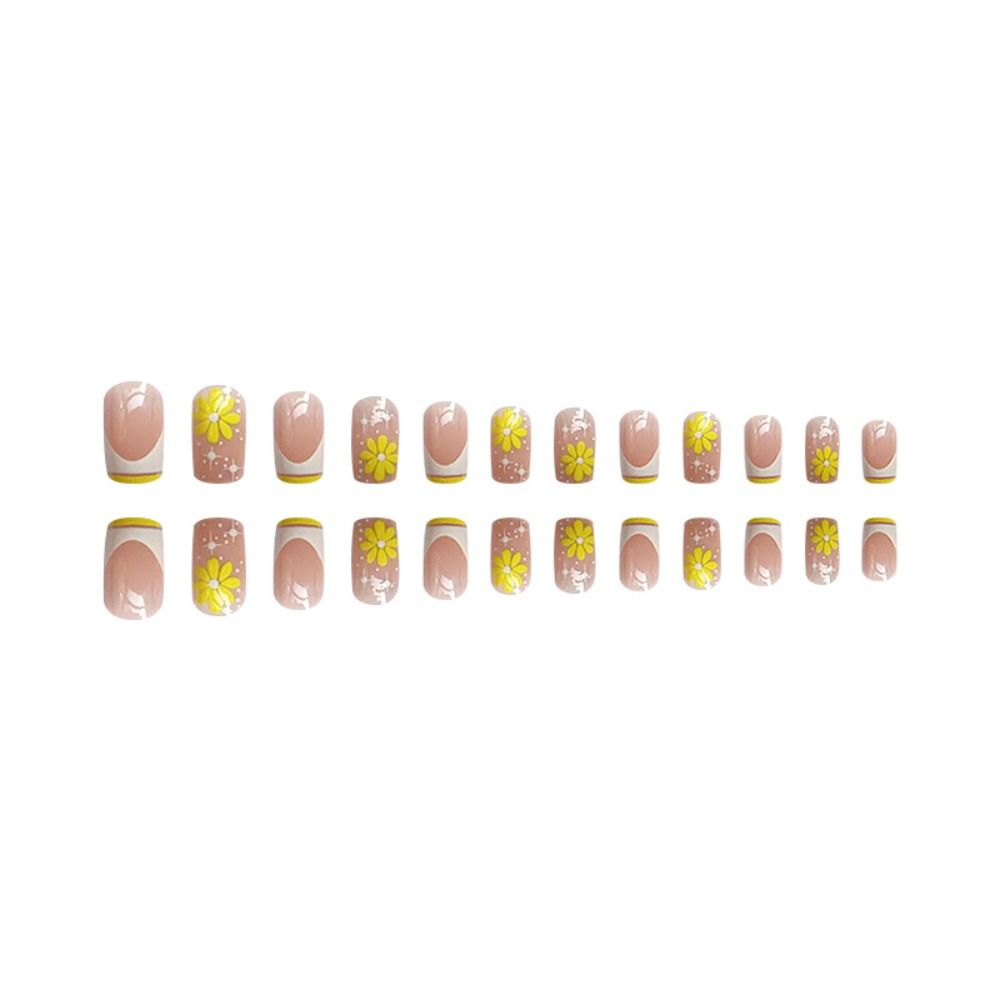 2024 Summer False Nails Square Head Full Cover Nail Tips Detachable Fake Nails Press on Nails Manicure 24Pcs DIY Manicure