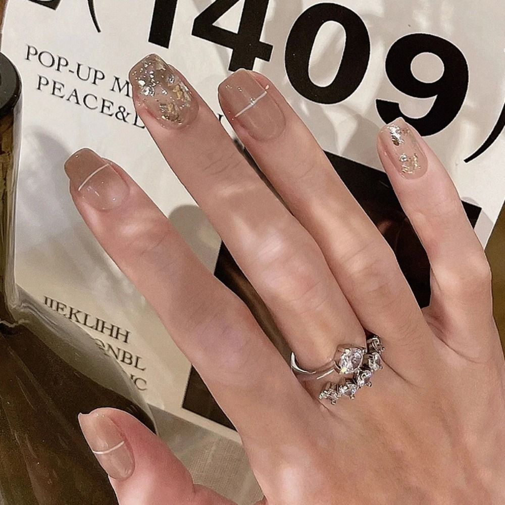 2024 Summer False Nails Square Head Full Cover Nail Tips Detachable Fake Nails Press on Nails Manicure 24Pcs DIY Manicure 1