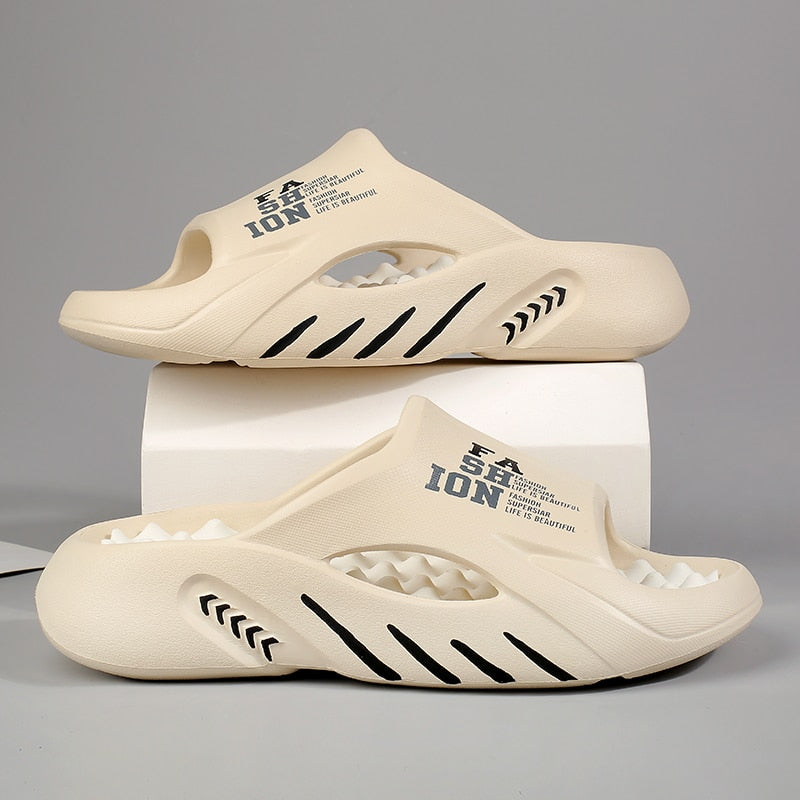 2024 Summer Men Massage Slippers Sides Indoor Outdoor Sandals Beach Casual Shoes Soft Sole Slides Men Flip-flops Men&#39;s Sandals AMAIO