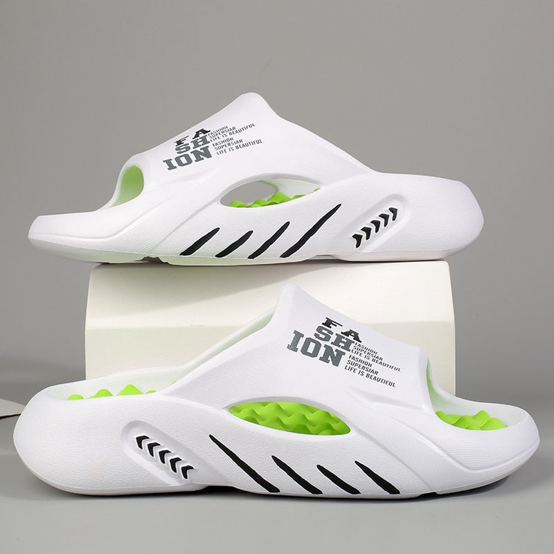 2024 Summer Men Massage Slippers Sides Indoor Outdoor Sandals Beach Casual Shoes Soft Sole Slides Men Flip-flops Men&#39;s Sandals AMAIO