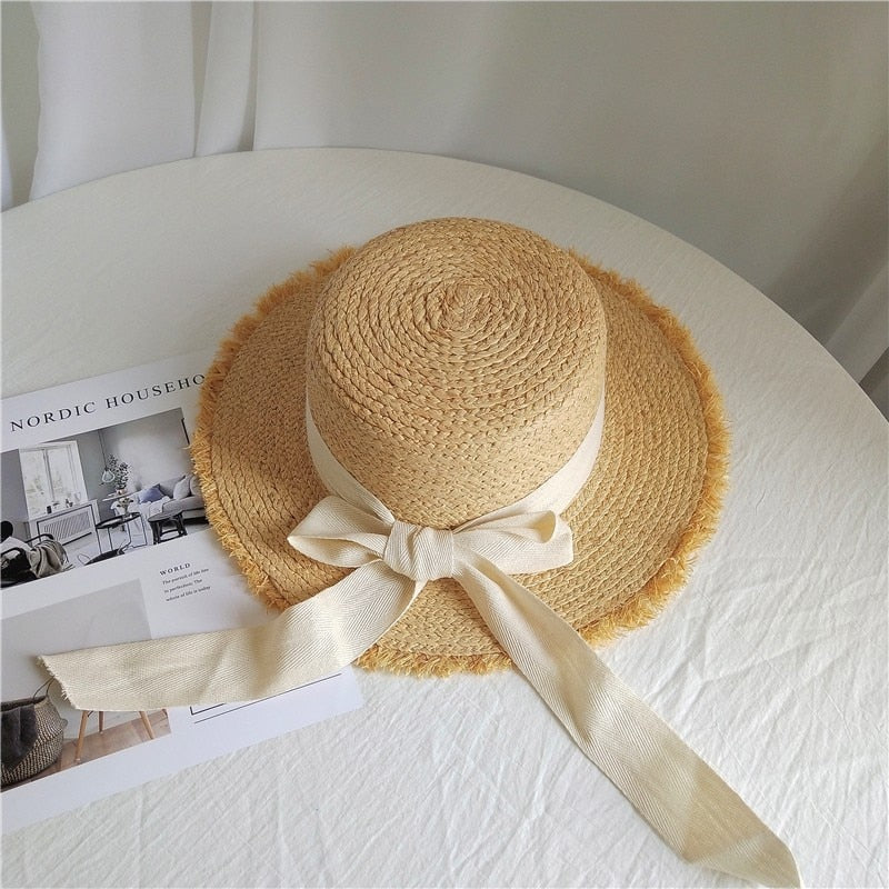 Summer Natural Raffia Straw Hat Large Wide Brim Sun Hats for Women Panama Ladies UPF Travel Holiday Beige Beach Floppy Hat like picture 13