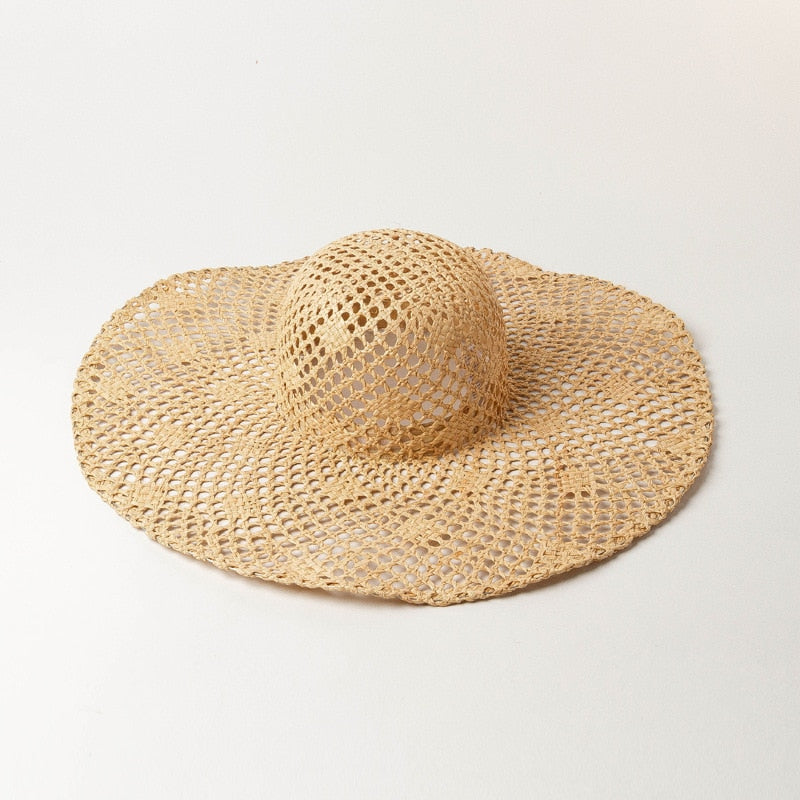 Summer Natural Raffia Straw Hat Large Wide Brim Sun Hats for Women Panama Ladies UPF Travel Holiday Beige Beach Floppy Hat like picture 19
