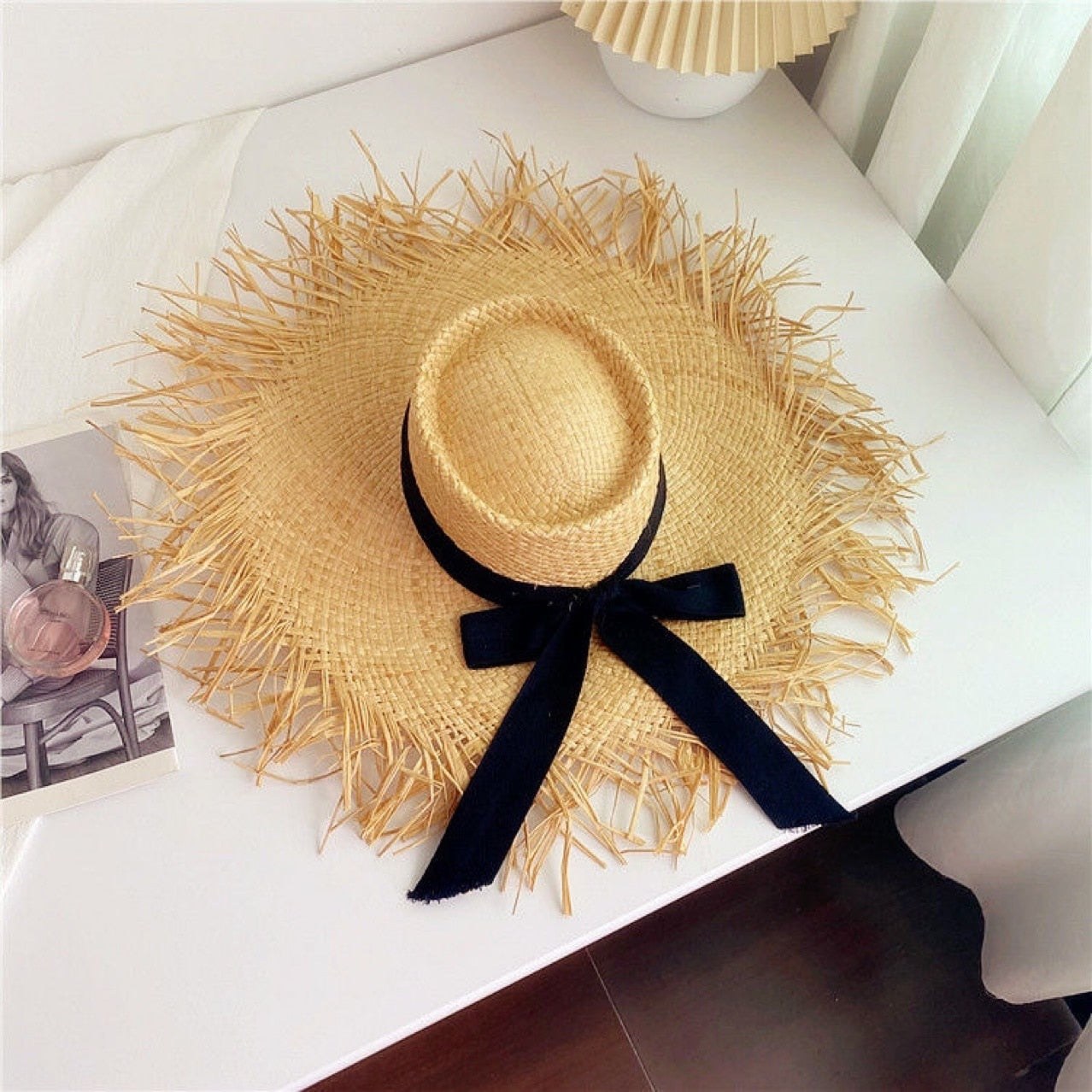 Summer Natural Raffia Straw Hat Large Wide Brim Sun Hats for Women Panama Ladies UPF Travel Holiday Beige Beach Floppy Hat like picture 2