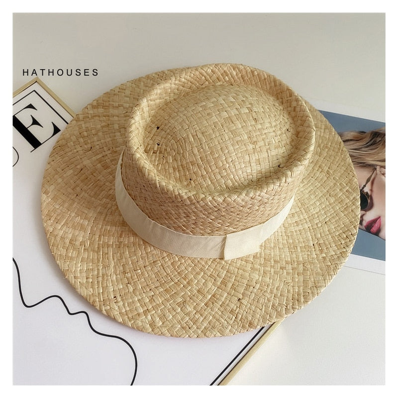 Summer Natural Raffia Straw Hat Large Wide Brim Sun Hats for Women Panama Ladies UPF Travel Holiday Beige Beach Floppy Hat like picture 12