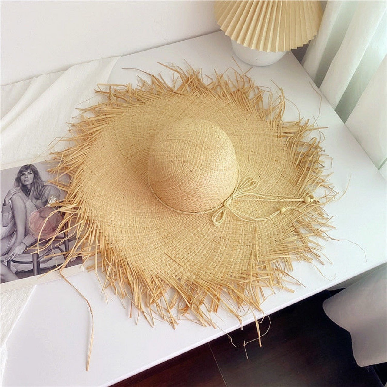 Summer Natural Raffia Straw Hat Large Wide Brim Sun Hats for Women Panama Ladies UPF Travel Holiday Beige Beach Floppy Hat like picture