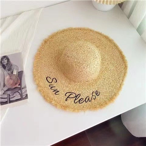Summer Natural Raffia Straw Hat Large Wide Brim Sun Hats for Women Panama Ladies UPF Travel Holiday Beige Beach Floppy Hat like picture 5