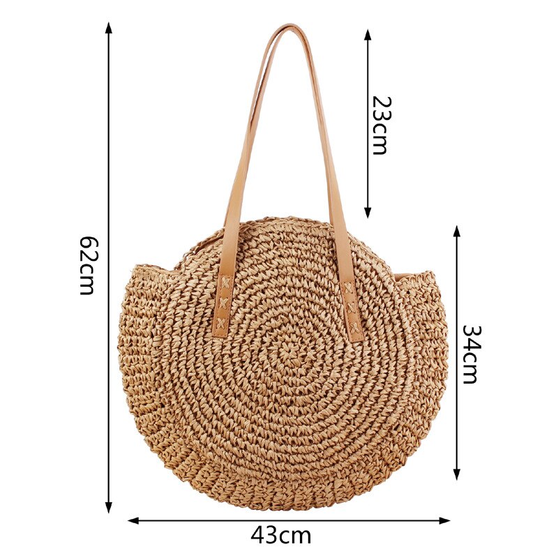 2024 Summer Round Straw Bags for Women Rattan Bag Handmade Woven Beach CrossBody Bag Female Message Handbag Totes