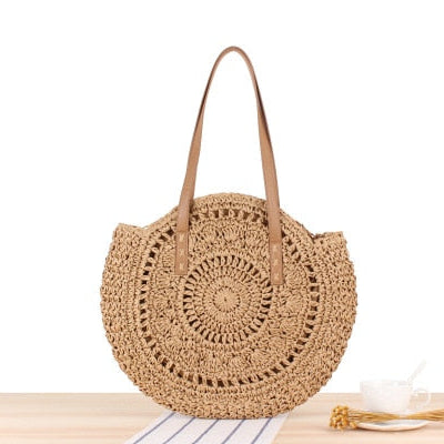 2024 Summer Round Straw Bags for Women Rattan Bag Handmade Woven Beach CrossBody Bag Female Message Handbag Totes