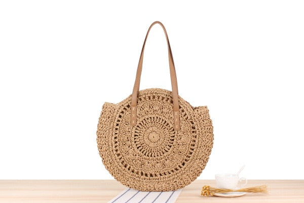 2024 Summer Round Straw Bags for Women Rattan Bag Handmade Woven Beach CrossBody Bag Female Message Handbag Totes