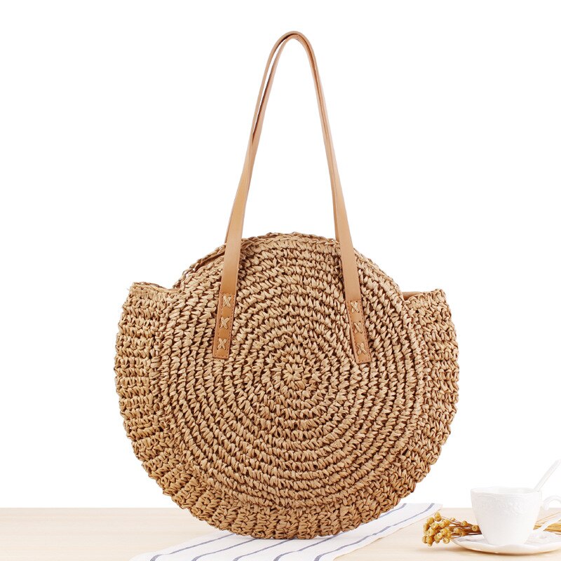 2024 Summer Round Straw Bags for Women Rattan Bag Handmade Woven Beach CrossBody Bag Female Message Handbag Totes