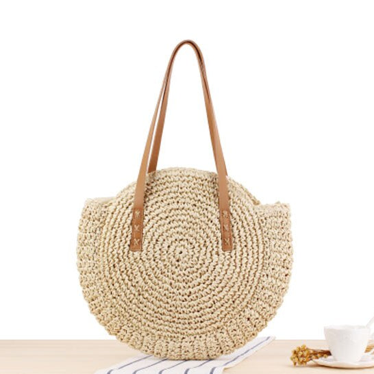 2024 Summer Round Straw Bags for Women Rattan Bag Handmade Woven Beach CrossBody Bag Female Message Handbag Totes D