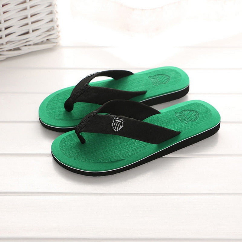 2024 Summer Slippers Men Flip Flops Beach Sandals Non-slip Casual Flat Shoes Slippers Indoor House Shoes for Men Outdoor Slides Green