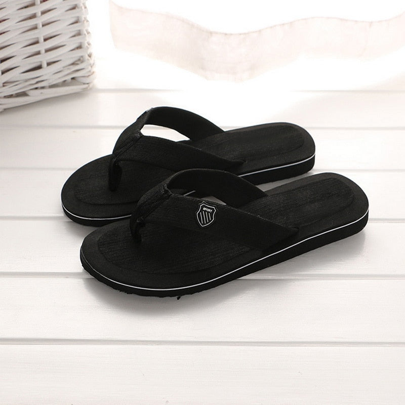2024 Summer Slippers Men Flip Flops Beach Sandals Non-slip Casual Flat Shoes Slippers Indoor House Shoes for Men Outdoor Slides Black
