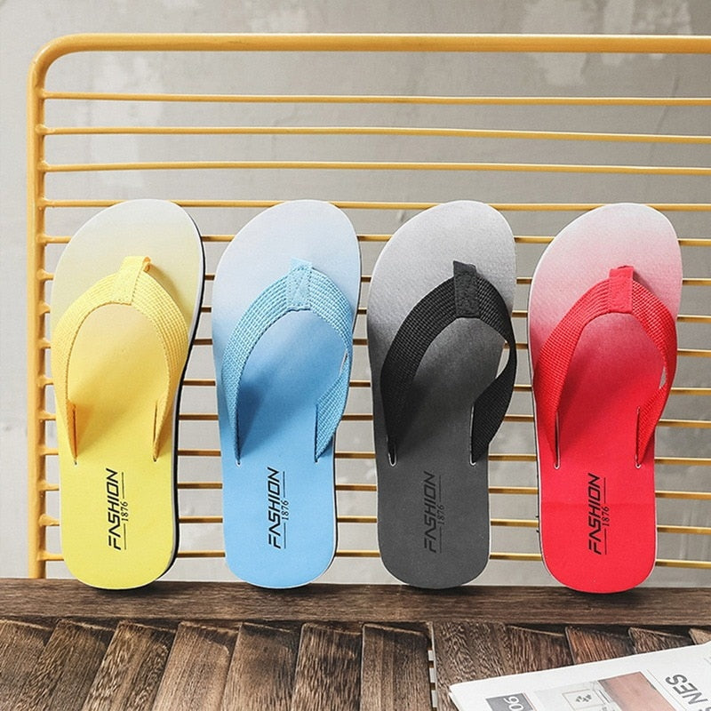2024 Summer Slippers Men Flip Flops Beach Sandals Non-slip Casual Flat Shoes Slippers Indoor House Shoes for Men Outdoor Slides