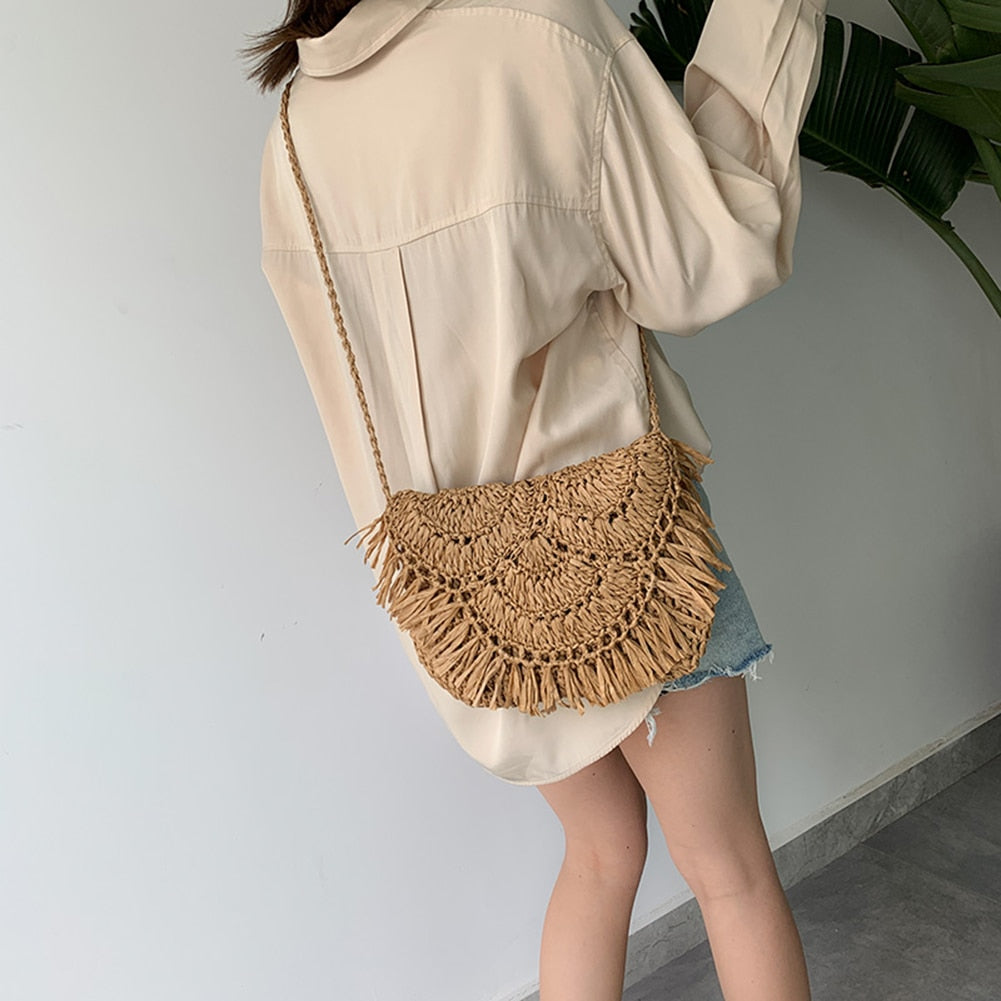 2024 Summer Straw Bags For Women Handmade Tassel Beach Bags Raffia Rattan Woven Handbags Female Vacation Crossbody Bags Clutch